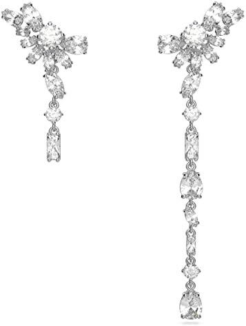 SWAROVSKI Gema ドロップピアス アシンメトリーデザイン ホワイト gema-drop-earrings--